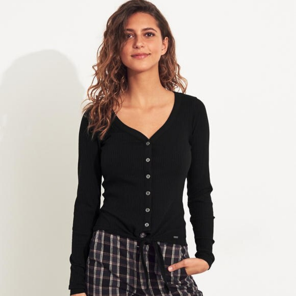 Hollister tie front Henley